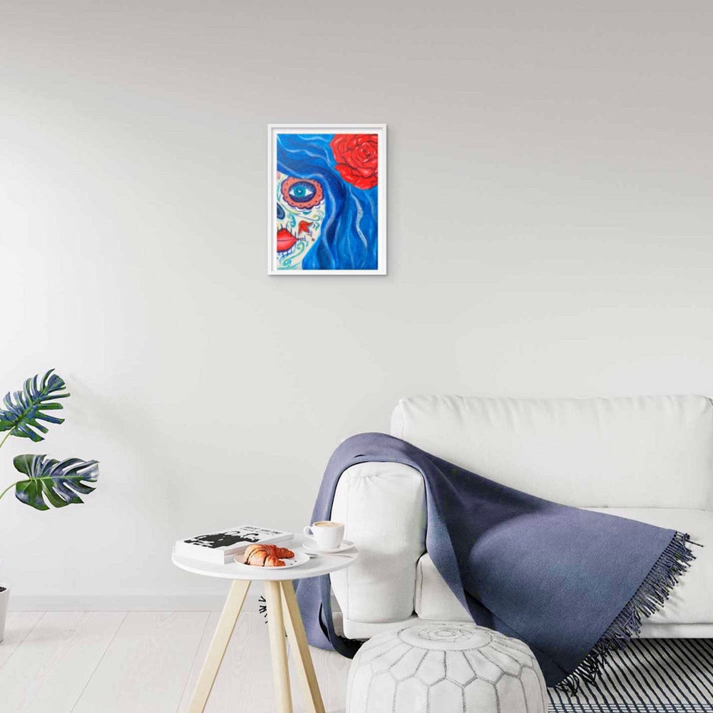 8”x10” Canvas Art Woman dia de muert Paint Acrylic - Picture 13 of 14